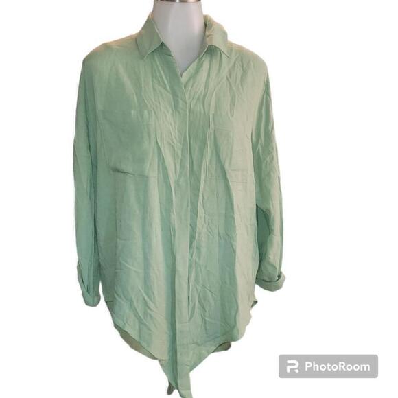 Women's Anthropologie Maeve Green Button Down Shirt Size S - Picture 2 of 8